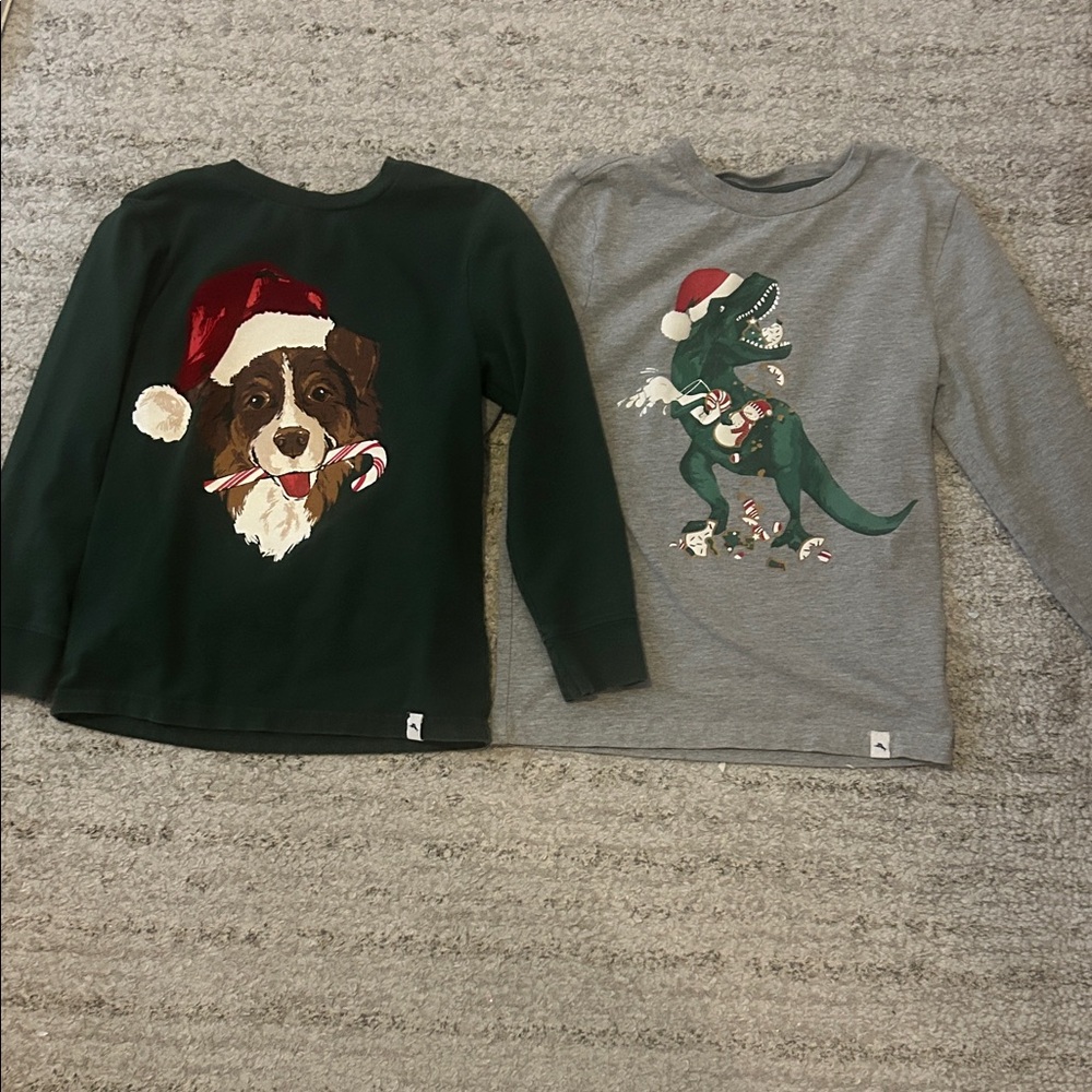 Set of 2 Tommy Bahama Boys Long Sleeve Tee Holidays Christmas